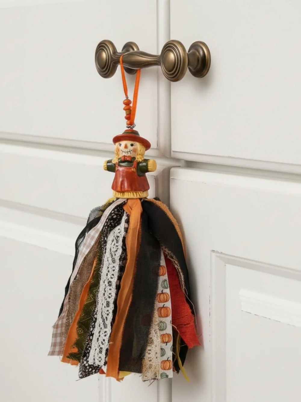 Autumn Scarecrow Ribbon Tassel Hanging - Orange & Black